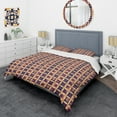 thumbnail image 3 of Designart 'Retro Grid in Orange' Mid-Century Modern Duvet Cover Set, 3 of 4