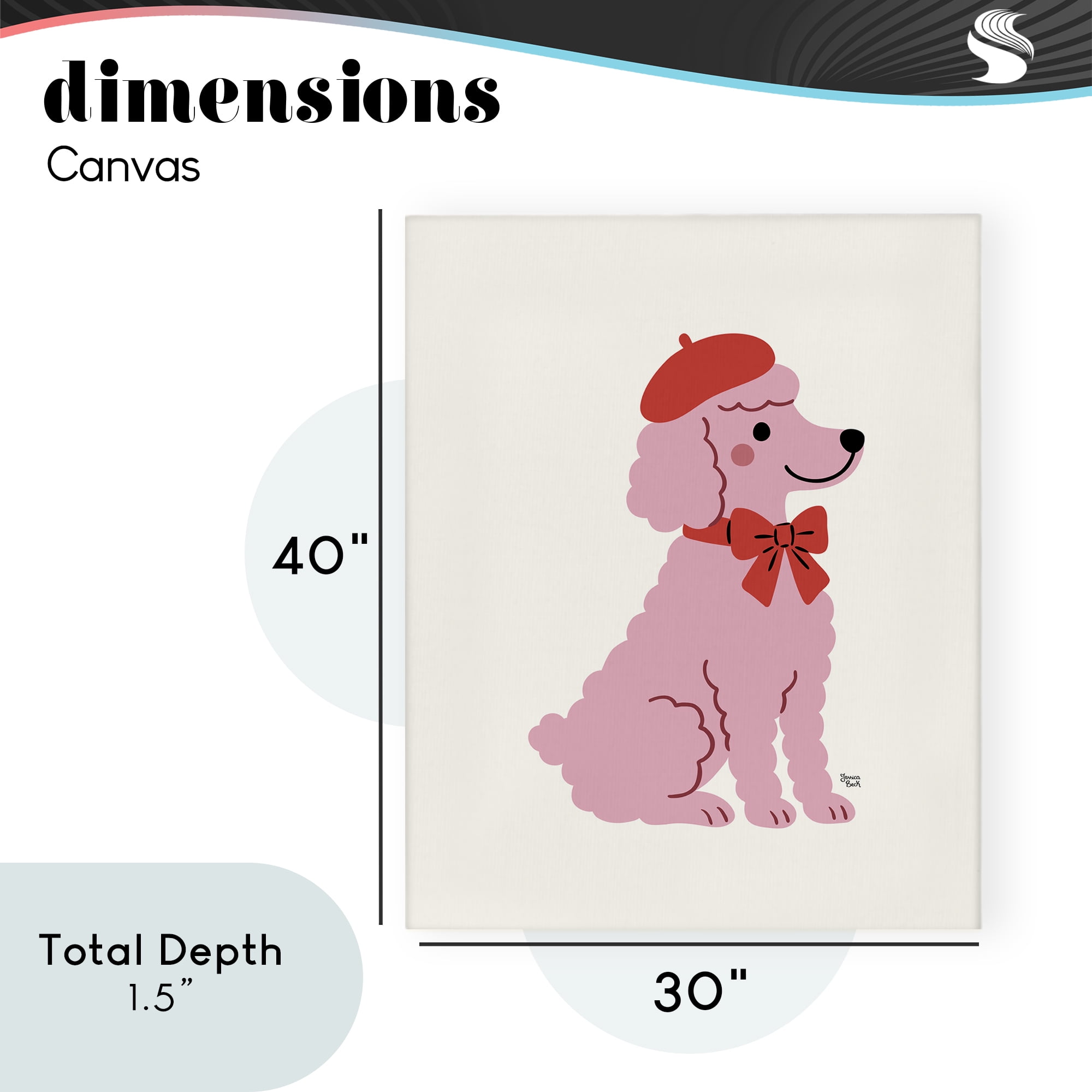 French Poodle in Beret Canvas Wall Art, design by Jessica Beck