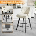 thumbnail image 5 of VINGLI 26" H Swivel Barstools Set of 2, Linen Fabric Upholstered Counter Stool with Back, Kitchen High Chairs Counter Height Bar Stools with Cushion, Solid Wood Legs, Beige, 5 of 7