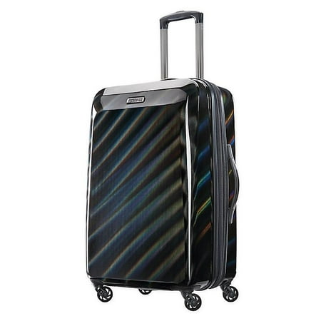 American Tourister Moonlight Hardside Medium Checked Spinner Suitcase - Iridescent Black