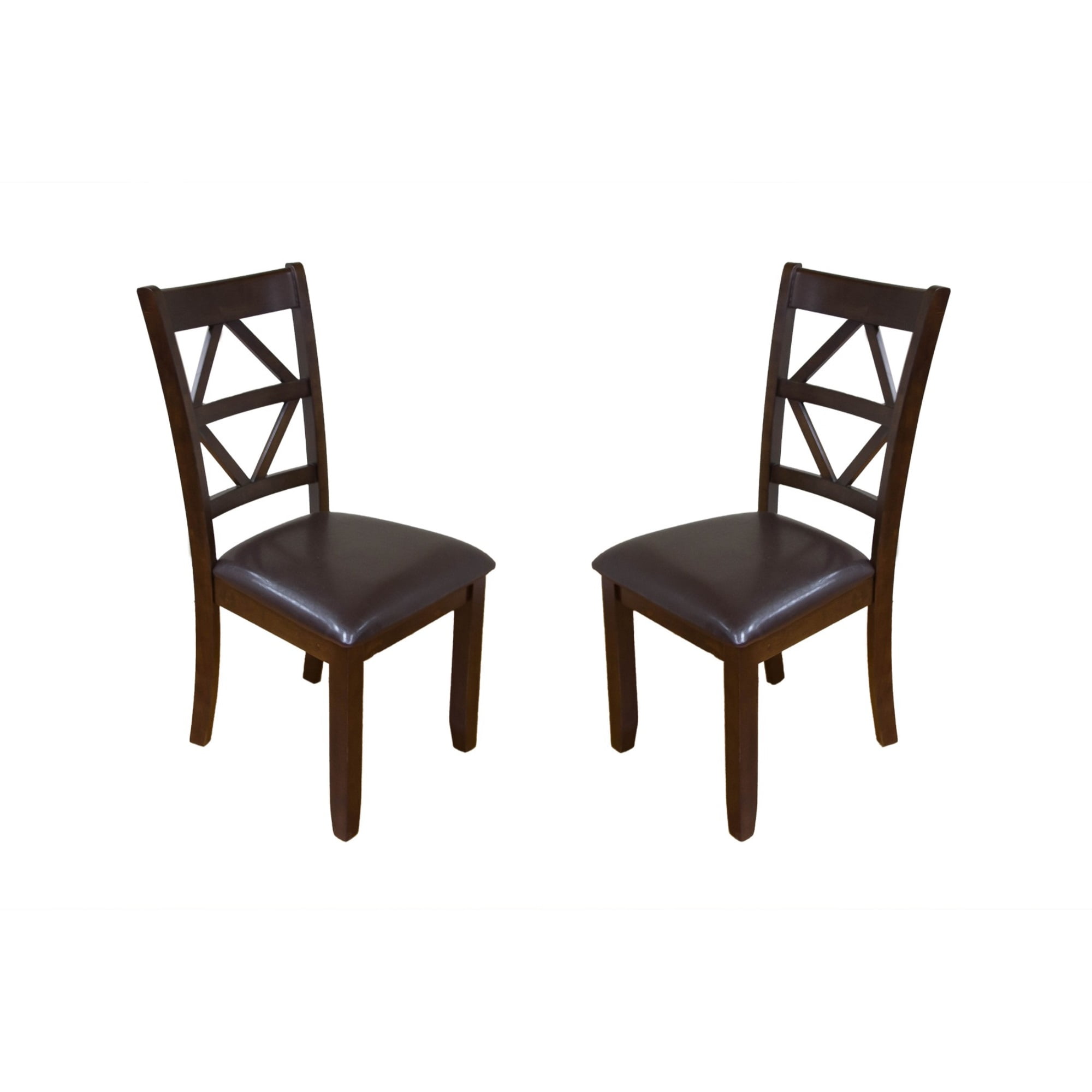 Sturdy Dining Chairs with Designer Back Set of 2 Dark Brown