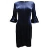 DKNY Women's Velvet Bell-Sleeve A-Line Dress (2, Navy)