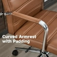 thumbnail image 5 of Office Desk Chair Leather, Conference Room Chairs with Wheels, Modern Executive Office Chairs Adjustable Height, Ergonomic Swivel Rolling Ribbed Computer Chair(Brown), 5 of 14