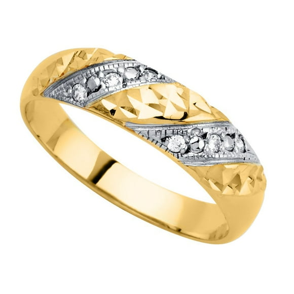 Dimaya Fine Jewelry Bande de Mariage pour Hommes en Or Bicolore Zircon Cubique