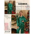 thumbnail image 4 of DAKIMOE Silk Satin Pajamas Set Womens Christmas Pajamas Long Sleepwear Button Down 2 Piece Classic Soft Loungewear Pjs Set, 4 of 6