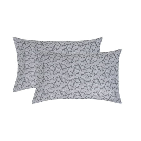 Mainstays Super Soft Brushed Microfiber Pillowcase Set, Grey Hayden Paisley Print, Standard/Queen, 2 Piece
