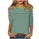 thumbnail image 1 of Camisetas de Manga Corta para las Mujeres a Rayas Impresas de Tres Cuartos de Manga, Cuello Redondo Casual Top, 1 of 5