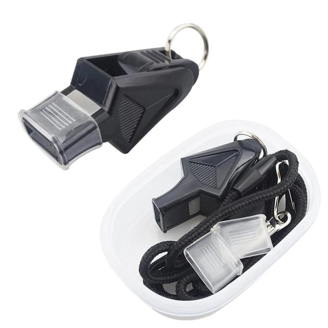 Silbatos de árbitro Silbato de plástico para entrenamiento de competición de árbitros (negro)