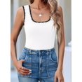 thumbnail image 5 of Women'S Square Neck Tank Tops Summer Sleeveless Shirts Casual Slim Fitted Color Block Ribbed Tanks White S, 5 of 9