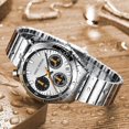 thumbnail image 3 of Multi-Function Quartz Chronograph Watch for Women, Luminous Silver Gold Bullhead Design, Casual Date Bracelet Style, 3 of 5