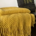 thumbnail image 4 of Knitted Throw Blanket with Tassels Bubble Textured Lightweight Throws for Couch Cover Home Decor (Caramel, 50x60), 4 of 5