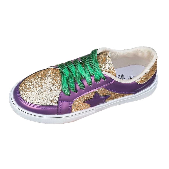 Women's Casual Shoes Casual Fashion Sneaker With Shimmering Upper Flat Design For Versatile Everyday Wear