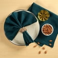 thumbnail image 2 of Fingercraft Cloth Napkins, 100% Linen Table Napkins, 20 in x 20 in, Set of 6, Teal, 2 of 7