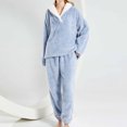 thumbnail image 2 of Giftesty Womens Winter Clothes Women's Sleepwear Solid Long Sleeve Pajamas Two Piece Set Home, 2 of 6