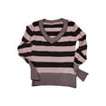 thumbnail image 5 of Douhoow Women Striped Sweater Knitted Tops V-Neck Long Sleeve Ribbed Cuffs Knitwear, 5 of 9