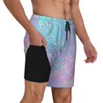 thumbnail image 3 of Picia Fantasy Gradient pattern Mens Swim Trunks with Compression Liner Stretch Beach Shorts Quick Dry with Zipper Pockets No-Chafing Board Shorts-3X-Large, 3 of 9