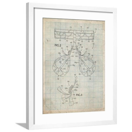 PP297-Antique Grid Parchment Rock Climbing Harness Patent Poster Framed Print Wall Art By Cole
