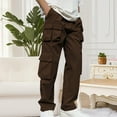 thumbnail image 4 of Muscularfit Carpenter Summer Pants Men Work Brown Slacks Cargo Full Baggy High Waisted Wide-Leg Pants Men,XXL, 4 of 7