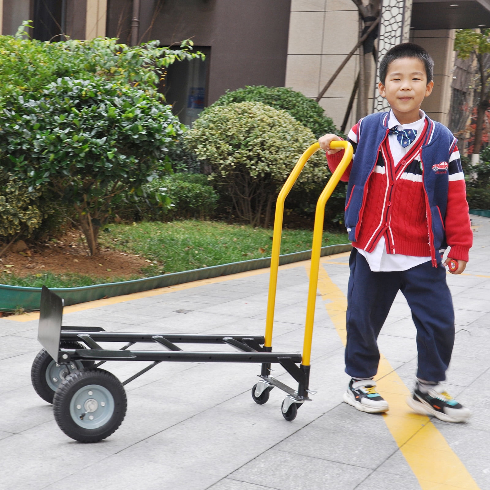 Hand Truck Dolly 2 Wheel Dolly Cart And 4 Wheel Push Cart With Swivel Wheels 330 LBS Capacity Heavy-Duty Luggage Trolley Cart For Moving Warehouse Garden Grocery