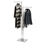 SSWBasics 2-Way Clothing Rack - Adjustable Chrome Garment Rack with Straight Arms - Sleek Sturdy and Durable Hanging Racks for Clothes - Ideal for Retail Boutique and Thrift Spaces