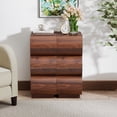 thumbnail image 2 of WIRRYTOR Curved Wave Narrow Nightstand Set of 2 for Bedroom, Mid-Century Modern 3 Drawer Slim Bedside Tables, Retro End Table Set of 2, Walnut, 2 of 9