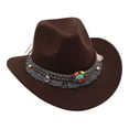 thumbnail image 4 of Womens Hat Unisex Fringe Turquoise Bohemian Western Sun Hat Music Festival Coffee One Size, 4 of 4