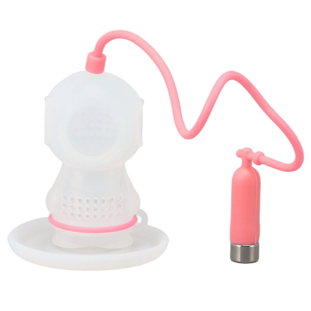 Silicone Tea Infuser, Cute Diver Shape Tea Strainer Temperature Flexible Chain Reusable Dishwasher Safe With Drip Tray For Fruit Tea