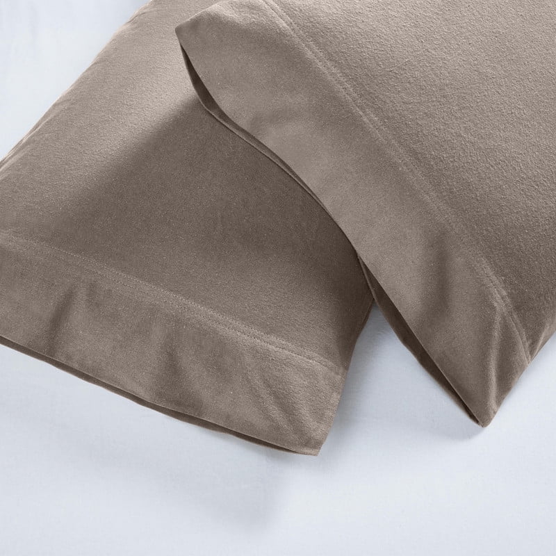 Superior Solid Flannel Cotton Pillowcases, Set of 2, Standard, Gray