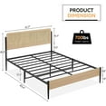 thumbnail image 3 of Full Metal Bed Frame with Curved Rattan Headboard and Wooden Footboard, Under Bed Storage, Strong Metal Slat Support, 3 of 6