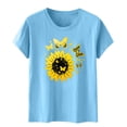 thumbnail image 4 of Xdegoge Women Graphic Tees Graphic Tee with Bold Sunflower and Butterflies Casual Crewneck Short Sleeve Shirts Unique Floral Tops and Tunics with Black Outline, 4 of 5