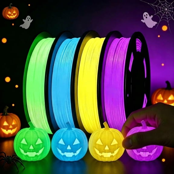 Multicolor Luminous TPU 3D Printer Filament, Glow in The Dark Filament 1.75mm, 4 Spools 250g Each