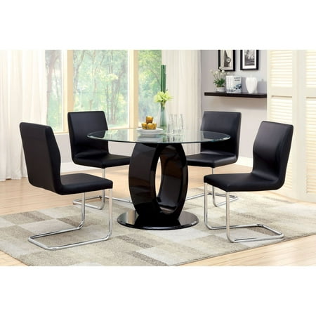 Furniture Of America Damore Contemporary 5 Piece High Gloss Round Furniture Of America Damore Contemporary 5 Piece High Gloss Round Dining Table Set Black
