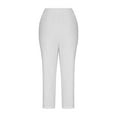 thumbnail image 6 of FAIWAD Women Cotton Linen Pants High Waist Elastic Drawstring Capri Rolled Trousers with Pockets (X-Large, White), 6 of 7