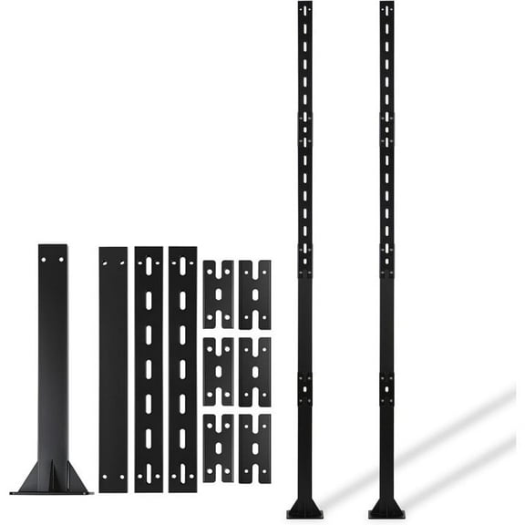 2 Pack 6 Feet Heavy-Duty Base-Plate Mounted Sign Posts - Bolt-Down Ground Mount for Parking/House/Street Signs (Black)‌