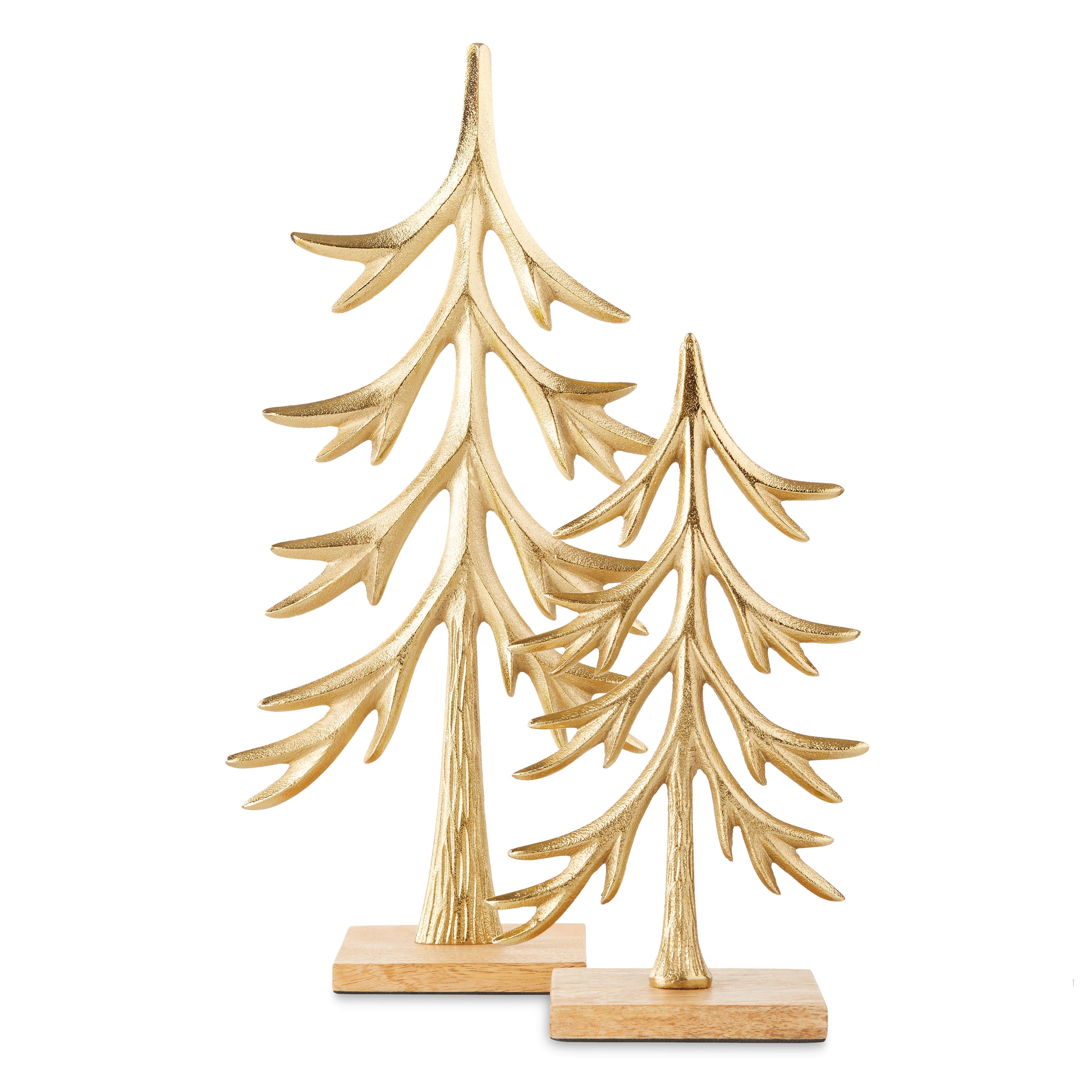 Holiday Time Gold Christmas Tree Tabletop Decoration, 2 Pack