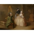 thumbnail image 2 of Longhi, Pietro 14x12 Gold Ornate Wood Framed with Double Matting Museum Art Print Titled - The Painter in His Studio, 2 of 4