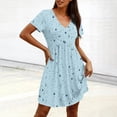thumbnail image 4 of Livrdious Summer Dresses for Women Casual V Neck Short Sleeve A-Line Midi Dress Boho Beach Floral Print Sundress, 4 of 7