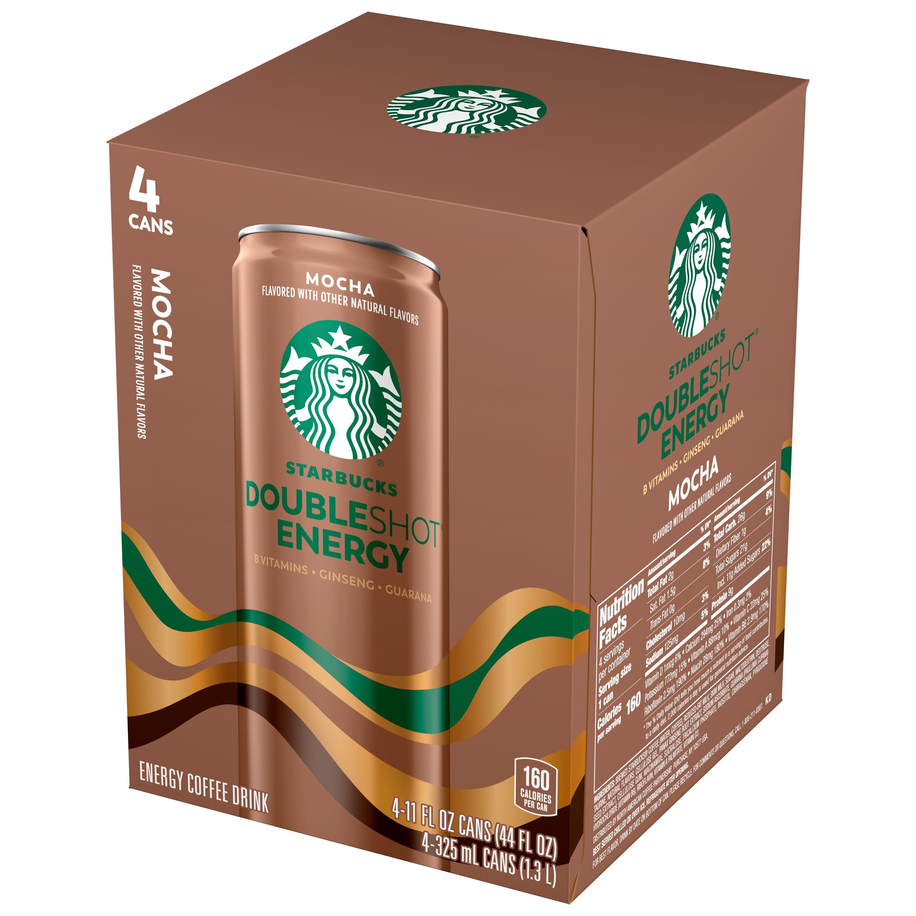 Starbucks Doubleshot Energy Coffee Beverage, Mocha, 4 Count, 11 fl oz Cans