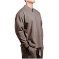 thumbnail image 3 of HAOTAGS Men's Pullover Sweatshirts with Button Long Sleeve Cotton Sweatshirt Top Coffee Size L, 3 of 6