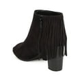 thumbnail image 3 of New Women Breckelles Reanna-12 Faux Suede Peep Toe Fringe Chunky Heel Bootie, 3 of 5