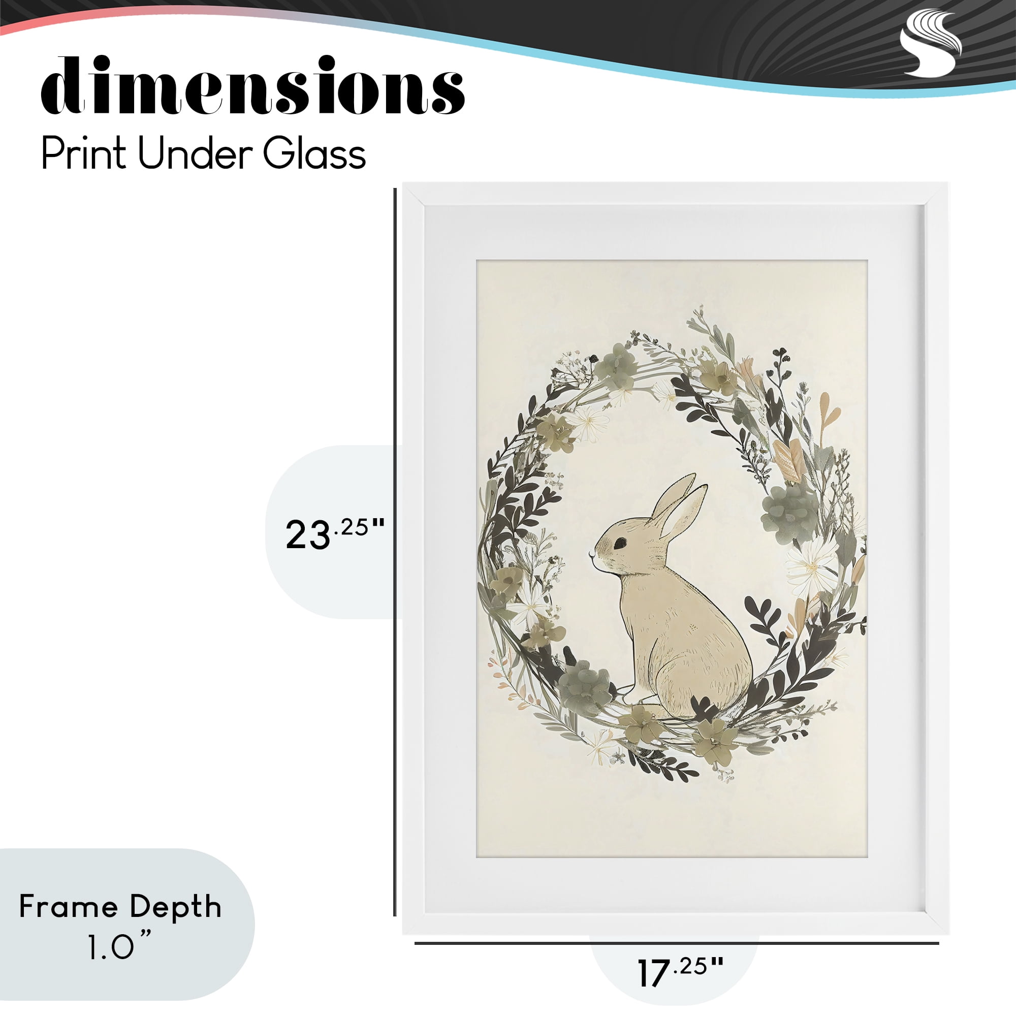 Stupell Industries Pastoral Bunny Wreath White Framed Print Under Glass, design by Creative Studio
