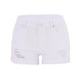 thumbnail image 4 of jinghuiyue Womens Mid Rise Stretchy Denim Shorts Casual Distressed Ripped Rolled Hem Jean Short with Pockets S, 4 of 7