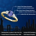 thumbnail image 2 of Gem Stone King 18K Yellow Gold Plated Silver Blue Iolite and White Moissanite Engagement Ring for Women | 0.97 Cttw | Oval Checkerboard 7X5MM | Gemstone Birthstone | Size 8, 2 of 7