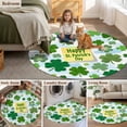 thumbnail image 5 of St. Patrick's Day Round Area Rug 8Ft Washable Large Circle Rugs for Living Room Dorm, Spring Lucky Green Shamrock Cloud Blue Non-Slip Carpet Floor Mats Indoor Outdoor Carpet Runner Home Decor, 5 of 8