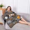 thumbnail image 5 of Oversized Wearable Blanket Hoodie,Autumn Halloween Scene Pattern Sherpa Blanket Hoodie with Super Pockets,Super Warm Fuzzy Pullover for Women & Men, 5 of 6