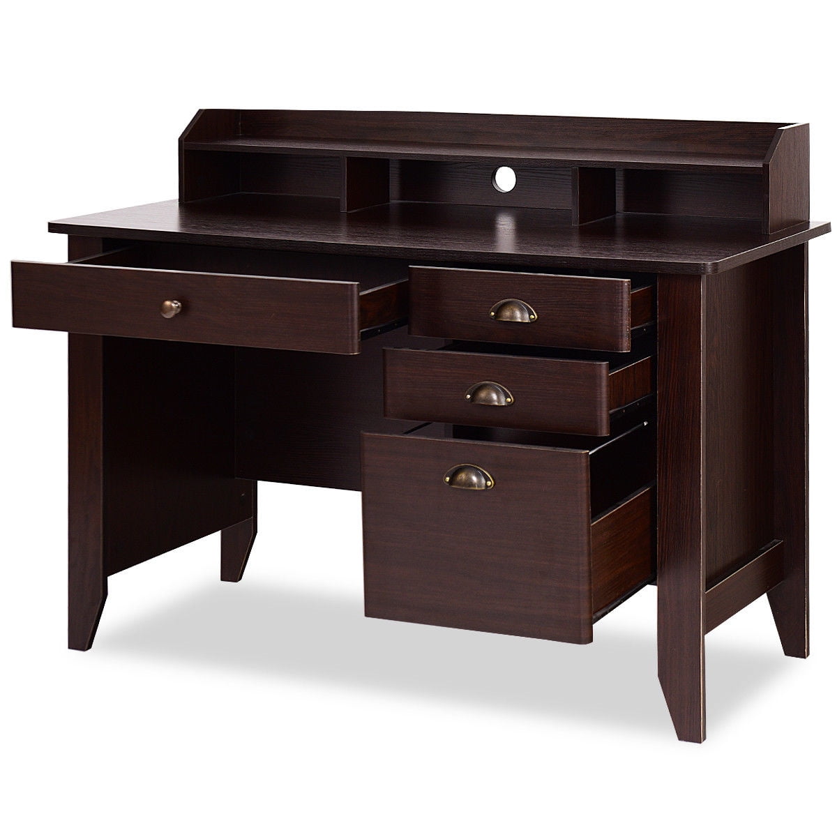Costway Computer Desk PC Laptop Writing Table Workstation Student Study Furniture Brown