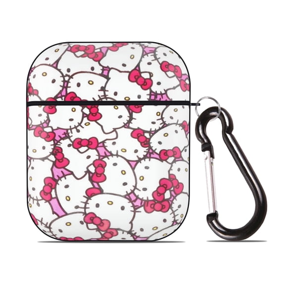 Hello kitty AirPods 2nd Generation Protective Case (Hard Shell Black) AirPods Protective Case PC Protective Case Buckle, Compatible with Apple AirPods 2nd Generation Charging Box