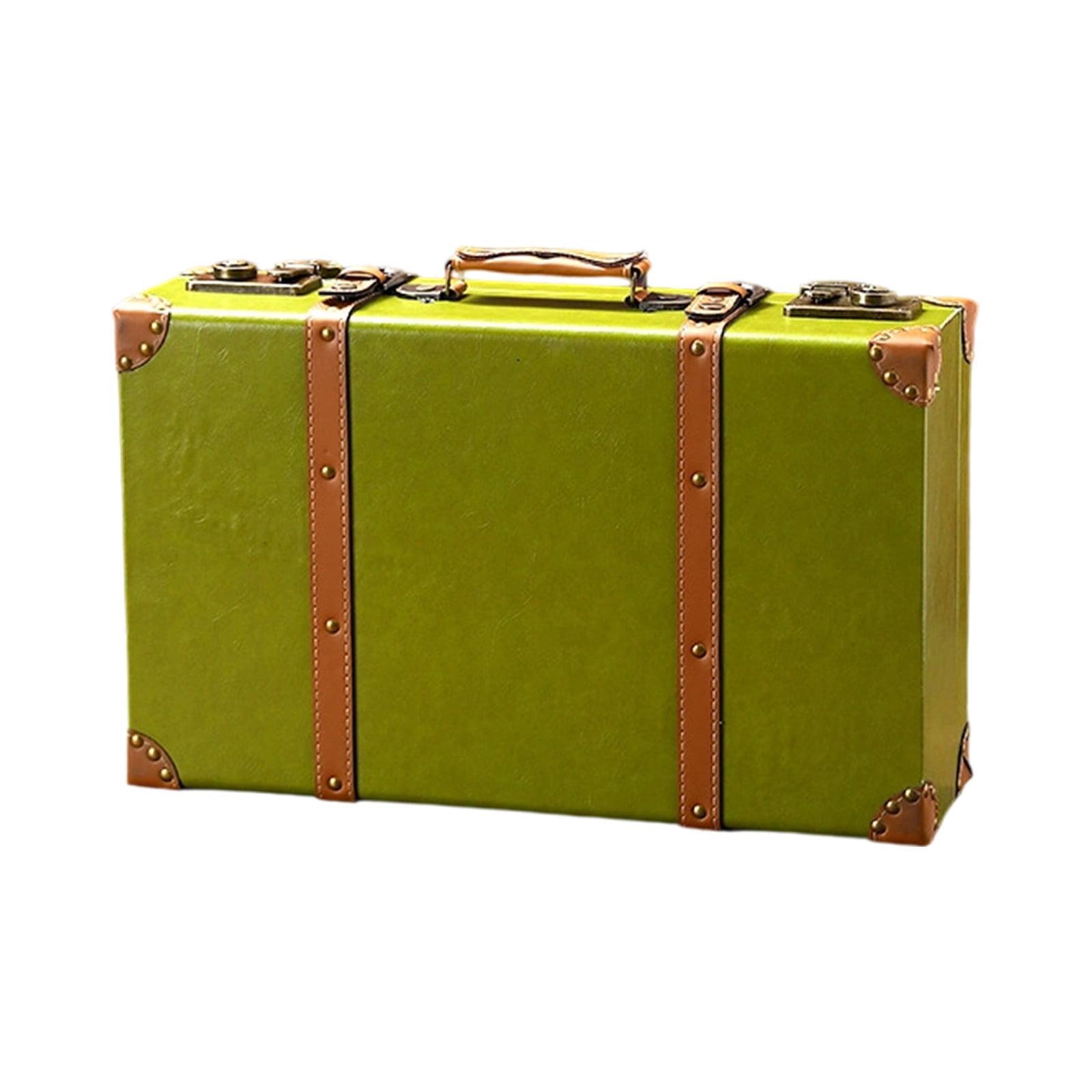 Handcrafted Leather Trunk Practical Carrying Case Decorative Clothes Storage Suitcase Photography Props Case