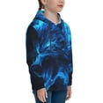 thumbnail image 3 of Fotbe Ice Blue Fire Wolf Pattern Youth Pullover Hooded Sweatshirt, Boys Hoodie, Kangaroo Pocket Hoodie for Kids Girls -Small, 3 of 6