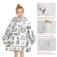 thumbnail image 6 of Black and White Football Elements Pattern Blanket Hoodies for Kids 6-13YR Oversize Wearable Blanket Hoodies for Boys Girls Teens, 6 of 7